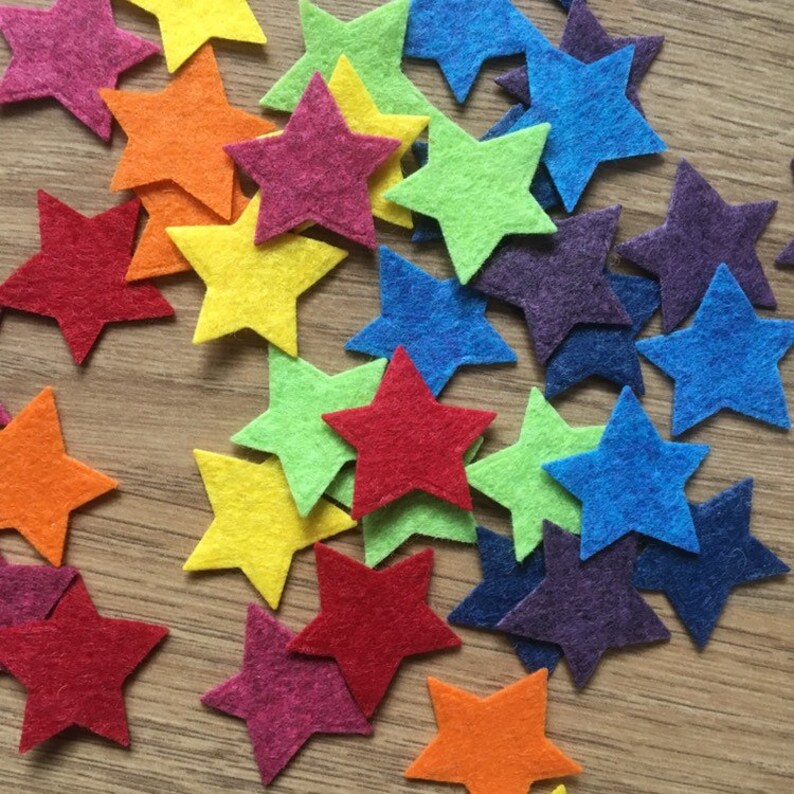 Rainbow Felt Stars Die Cut Felt Stars Felt Star Shapes Etsy