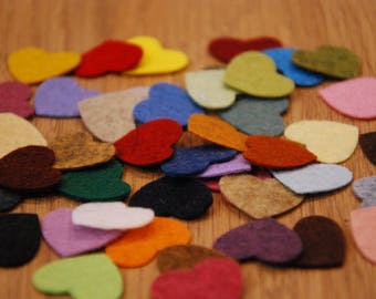 Felt Hearts, Die Cut Felt Hearts, Felt Heart Shapes, Small Mixed Heart Pack, Felt Embellishments Craft Pack, Wedding Confetti, Wedding Decor