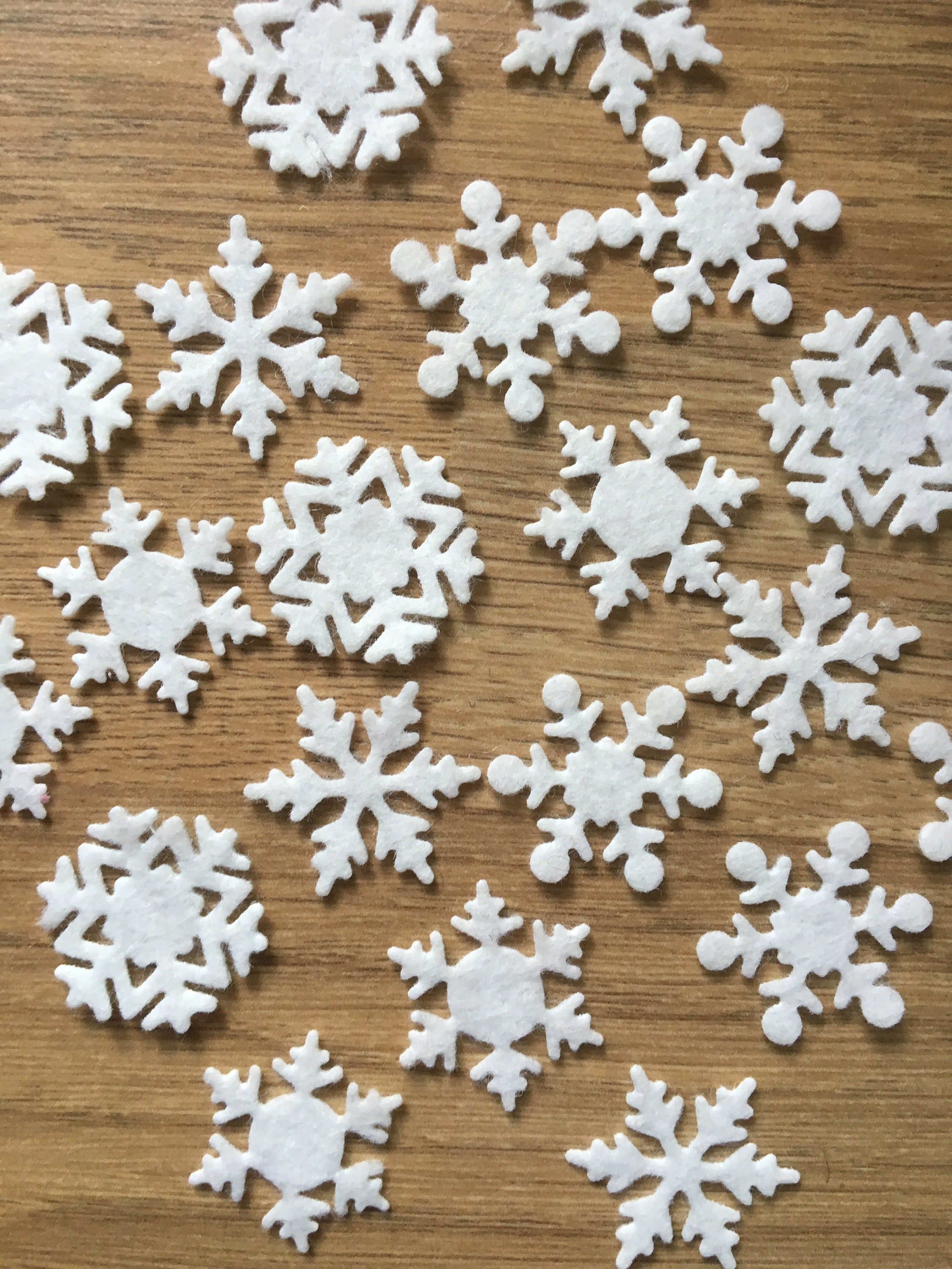 White Felt Snowflakes 20 Die Cut Felt Snowflakes Felt Etsy