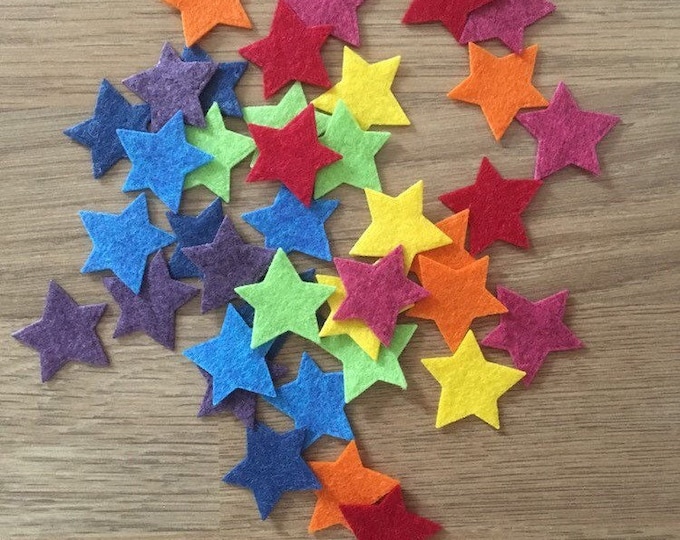 Rainbow Felt Stars Die Cut Felt Stars Felt Star Shapes Etsy