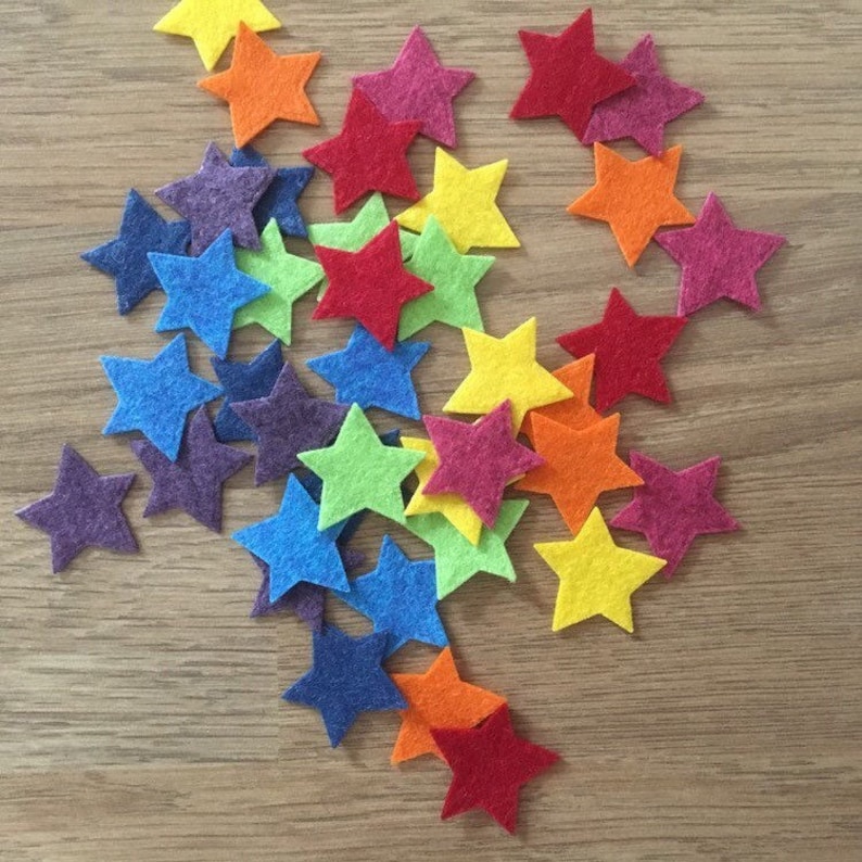 Rainbow Felt Stars Die Cut Felt Stars Felt Star Shapes Etsy