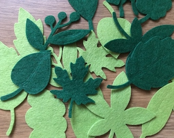 Mixed Felt Leaves, Die Cut Felt Leaves, Felt Shapes, Felt Leaf Embellishments, Felt Leaf Shapes, Mixed Large Size Leaf Pack, Craft Pack