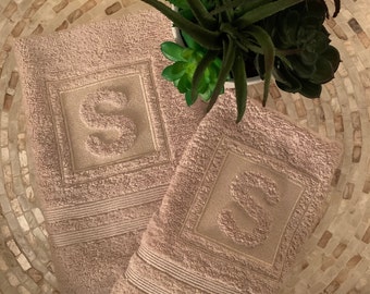 Monogrammed Embossed Hand Towel - Personalized Embossed Hand Towel- Initial Towel- Guest Towel-