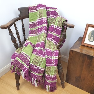 Crochet Blanket Pattern. Tartan Plaid Throw