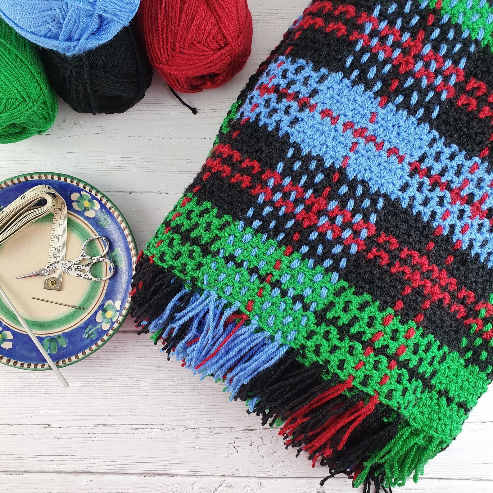Tartan Blanket Pattern. Crochet and Weave Using Four Colours Etsy
