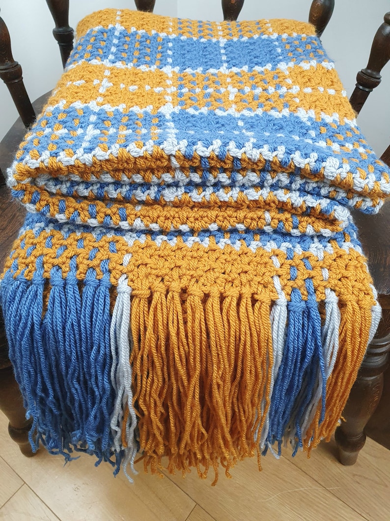 Crochet Blanket Pattern Plaid Tartan Crochet Blanket PDF Etsy