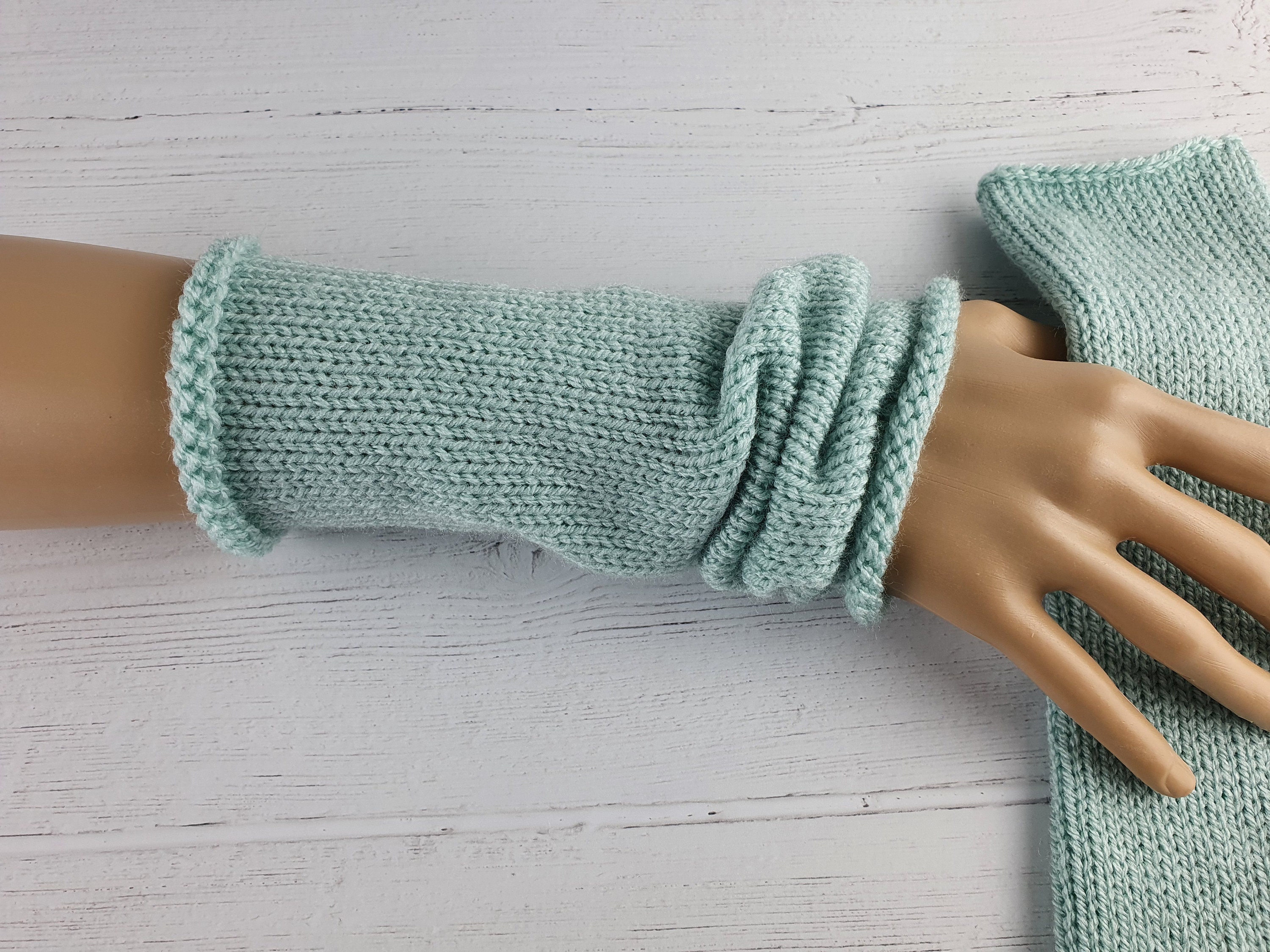 Andiker Fingerlose Handschuhe Damen - Gestreifte Armwärmer Mit Daumenloch Für Herbst & Winter