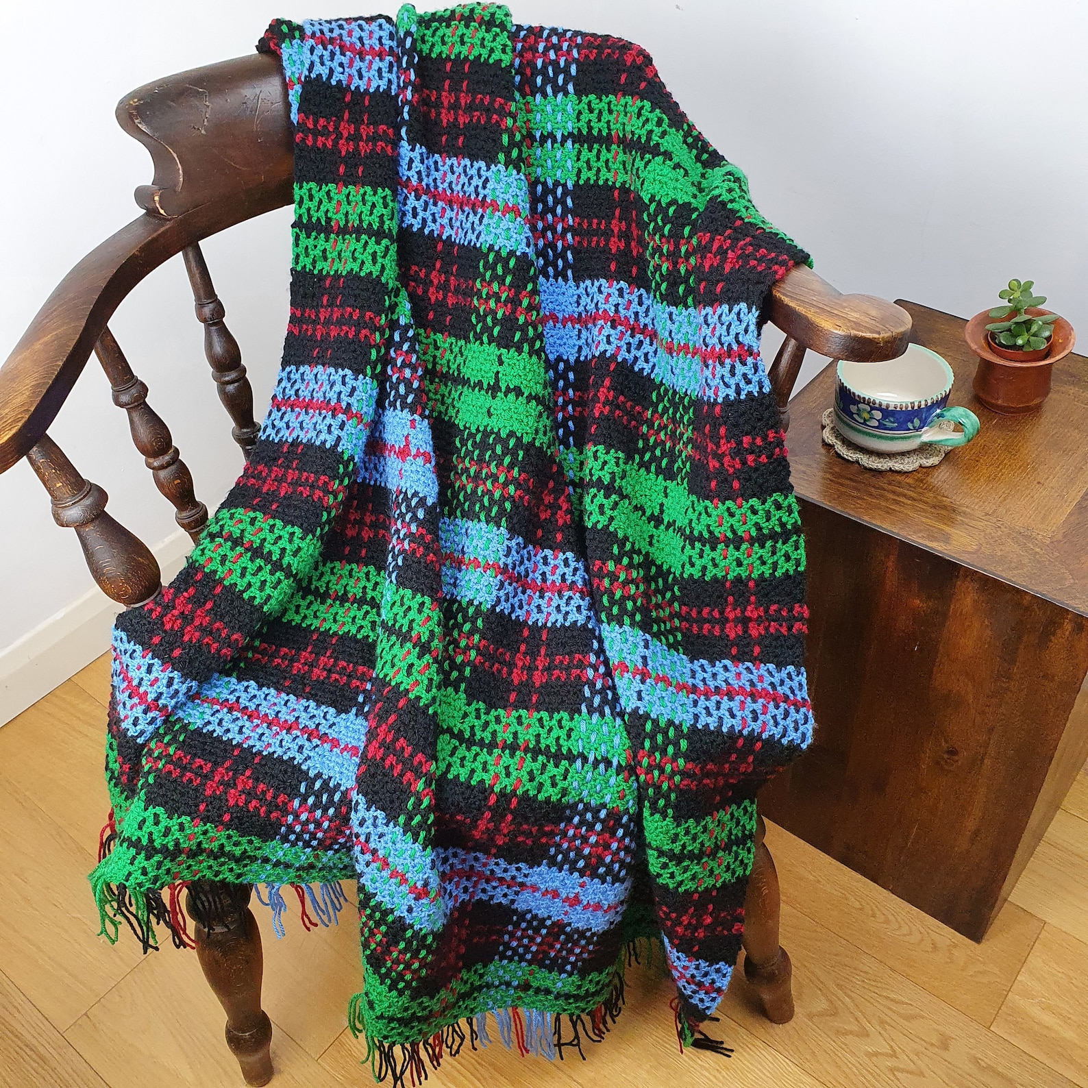 Tartan Blanket Pattern. Crochet and weave using four colours Etsy