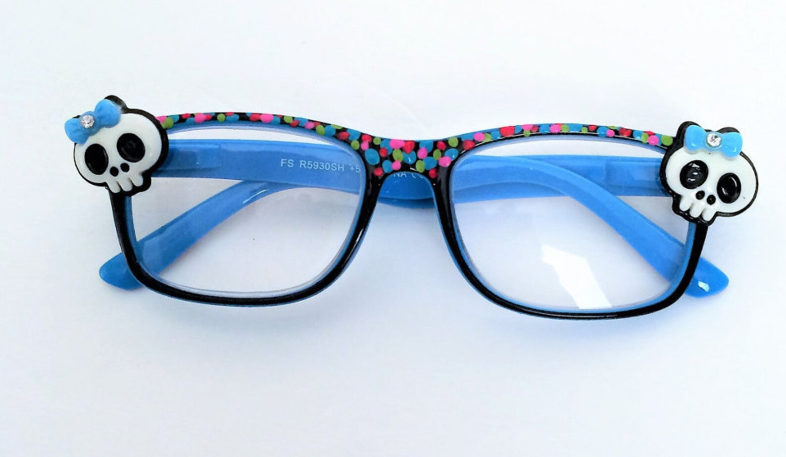 Sugar Skull Reading Glasses Readers 5.50 Blue Wayfarer Etsy