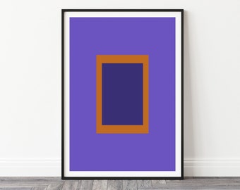 Modern Abstract Art Print - Geometric Mid Century Museum Quality Giclee Print - Colourful Wall Art - Violet and Orange