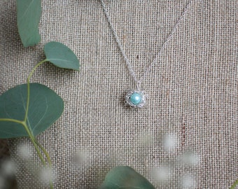 Silver bird nest necklace, single pearl, blue, birthstone, customize , customize , Mother's Day,