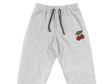 Embroidered Cherries | Workout Sweatpants | Women's Joggers | Men's Joggers | Gym Pants | Comfy Unisex Joggers | by Polly & Crackers
