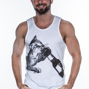 Cataholic // Funny Men's Cat Tank Top // Fitted Men's Tank Top // Funny Cat Tank Top // Craft Beer Tank Top // Funny Kitty Tank Top by P&C image 2