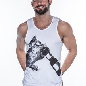 Cataholic // Funny Men's Cat Tank Top // Fitted Men's Tank Top // Funny Cat Tank Top // Craft Beer Tank Top // Funny Kitty Tank Top by P&C image 3