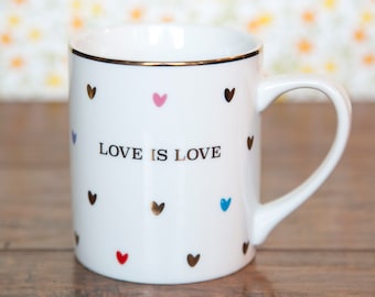Love is Love Coffee Mug - Williams Sonoma Hearts Love Equality Cup - Free Shipping!
