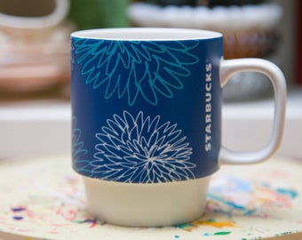 Pretty Blue Floral Stacking Starbucks Mug - FREE Shipping!