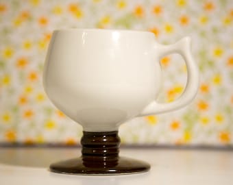 White and Brown Hall Pottery Ceramic Irish Coffee Mug - Free Shipping!