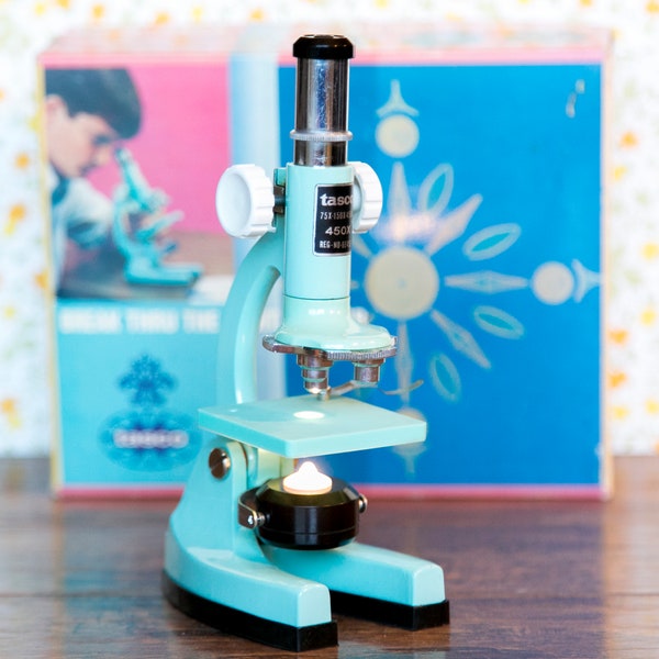 Vintage Teal Tasco 450x Microscope Kit - Great Educational Toy - Free Shipping!