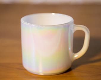 Opalescent Iridescent Pearl Federal Milk Glass Coffee Mug - Very Nice - Free Shipping!