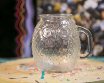 Cute Vintage Owl Glass Mug - FREE Shipping - Unique Mug for Bird Lovers