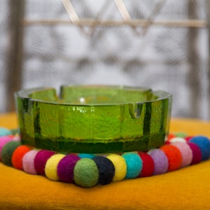 Large Green Blenko Glass Ashtray - Free Shipping