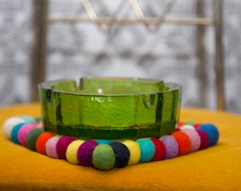 Large Green Blenko Glass Ashtray - Free Shipping