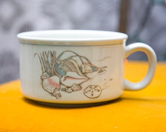 Large Otagiri Soup Mug with Seashells - Ocean Scene - Wide Mouth Mug - FREE Shipping!