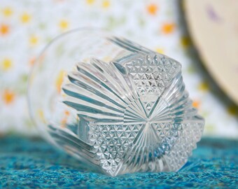 Unique MCM Clear Glass Cut Crystal Style Rocks Glass - FREE Shipping - Beautiful Barware