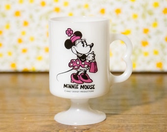 Vintage Disney Minnie Mouse Milk Glass Mug - Pedestal Design