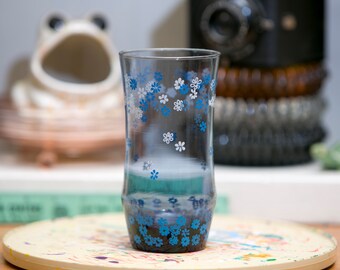 Corelle Inspired Blue Spring Blossom Drinking Glass - Pyrex Style Crazy Daisy Cup - Free Shipping!
