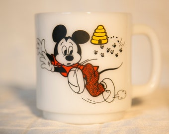 Mickey Mouse Clubhouse Milk Glass Mug - Mickey and Bee Hive - Free Shipping!