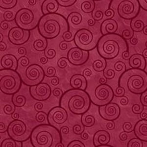 May include: A seamless pattern featuring a deep red background with swirling, dark red spiral designs. The spirals vary in size and density, creating a textured, artistic look. The design is suitable for fabric or wallpaper.
