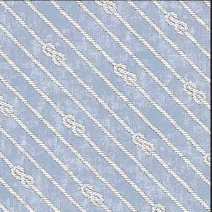 May include: A repeating pattern of white rope with knots on a light blue background. The ropes are arranged diagonally across the image, creating a nautical or coastal theme. The design is simple and clean.