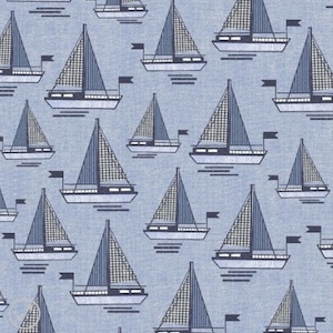 Michael Miller Bon Voyage Wind Spirit Blue Sailboats- CX10841 Medium Blue