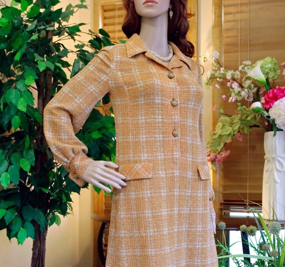 RARE 1970’s TRICOSA/Paris Shirtdress; GLITTERING … - image 3