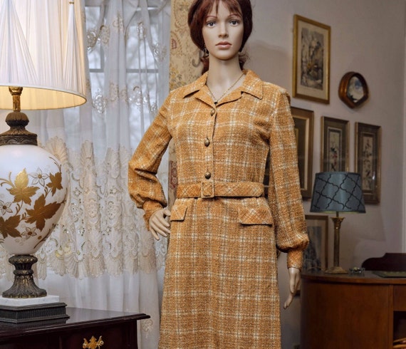 RARE 1970’s TRICOSA/Paris Shirtdress; GLITTERING … - image 1