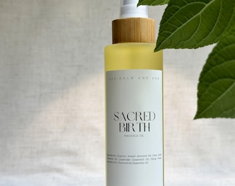 Sacred Birth // Natural Labor Massage Oil for Unmedicated, Home Birth & Postpartum Recovery, Womb Healing during Fourth Trimester