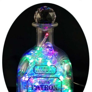 Patron Tequila From Mexico Empty Liquor Bottle Lamp 16 Color Changing LED light 