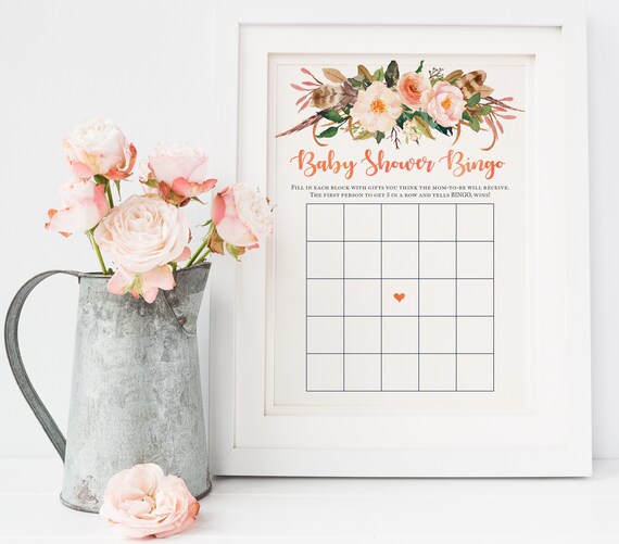Baby Shower Bingo Girl Baby Shower Invitation Autumn Floral Baby Baby Shower Bingo Girl Baby Shower Invitation Autumn Floral Baby