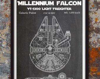 Star Wars Millennium Falcon Galactic Patent - Geek Decor - Patent Print Poster Wall Decor Star Wars Poster Plexity Prints #134