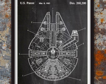 Star Wars Millennium Falcon - Geek Decor - Patent Print Poster Wall Decor Plexity Prints #115