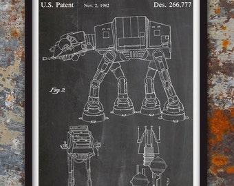 Star Wars AT-AT Walker - Geek Decor - Patent Print Poster, Wall Decor, Star Wars Print, Plexity Prints #127
