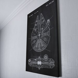 Star Wars Millennium Falcon Canvas Wrap - Geek Decor - Patent Print Canvas Wrap Wall Decor Plexity Prints #115W