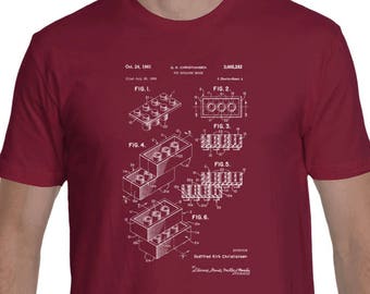 Lego Toy Building Blocks Patent T-Shirt, Patent Art, Blueprint, Patent Print, Patent T-Shirt, Patent Gift, Plexity Prints #002S