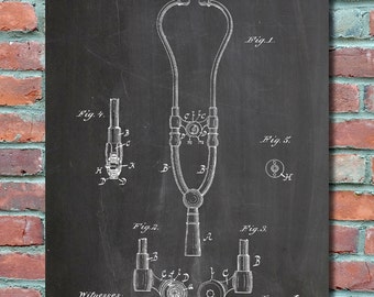 Stethoscope 1882 Patent Wall Art Print, Patent Art, Patent Poster, Blueprint, Patent Print, Patent Poster,Plexity Prints #039