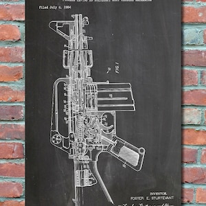 M-16 Rifle Patent  Wall Art, Patent Print, Blueprint, Plexity Prints #009