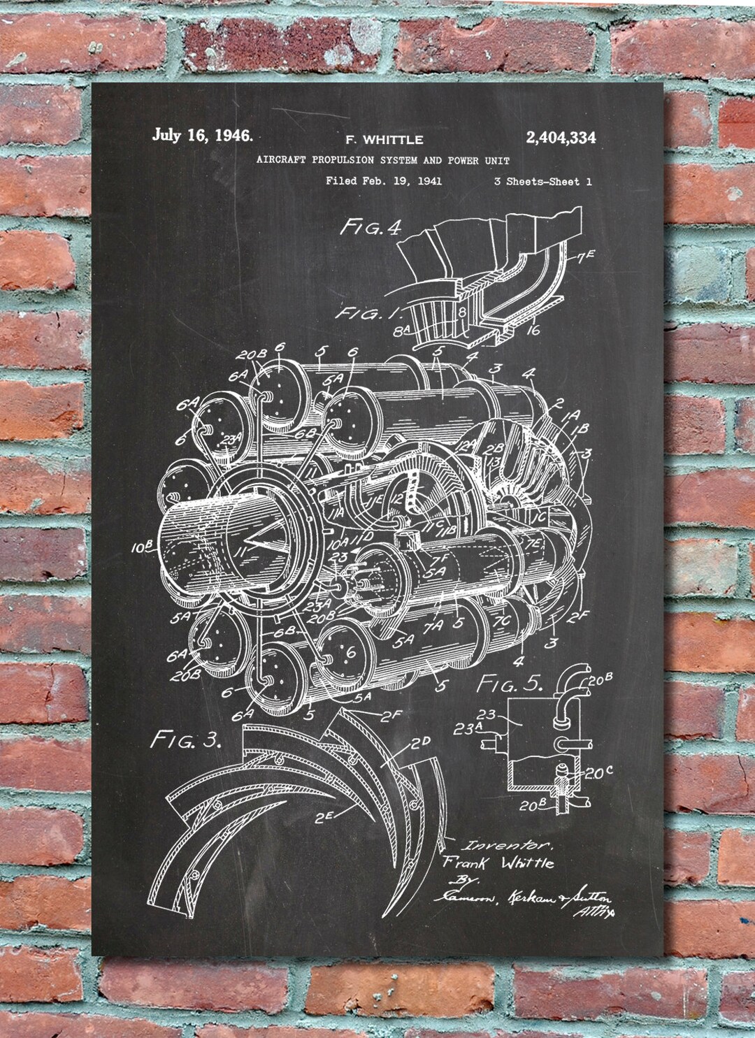 Jet Engine Patent 1946 Patent Wall Art Print, Blueprint, Patent Print ...