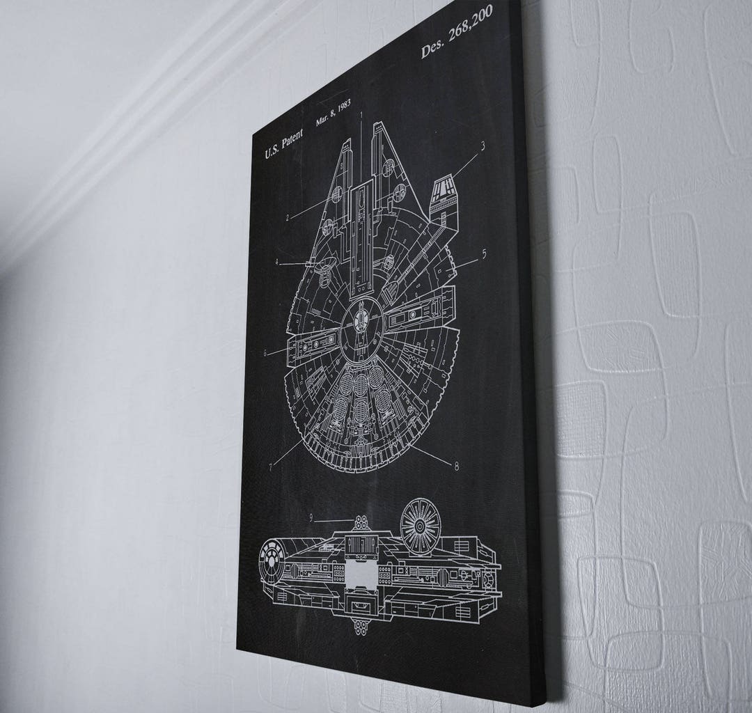 Star Wars Millennium Falcon Canvas Wrap - Geek Decor - Patent Print ...