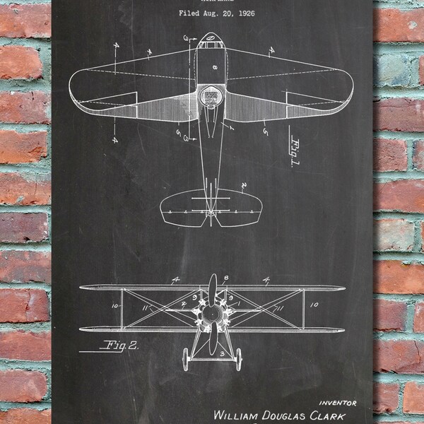 Airplane 1929 Patent Wall Art Print, Patent Art, Patent Poster, Blueprint, Patent Print, Plexity Prints #057