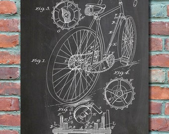 Bicycle Wall Art Print, Bicycle Patent Art, Bicycle Patent Poster, Bicycle Blueprint, Bicycle Patent Print, Plexity Prints #078